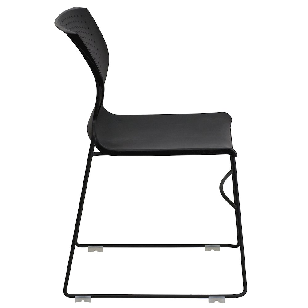 661 lb. Capacity Black Full Back Stack Chair with Black Powder Coated Frame. Picture 9