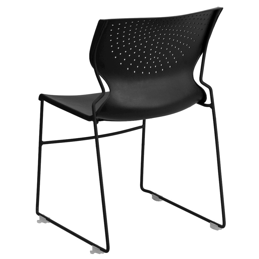 661 lb. Capacity Black Full Back Stack Chair with Black Powder Coated Frame. Picture 7