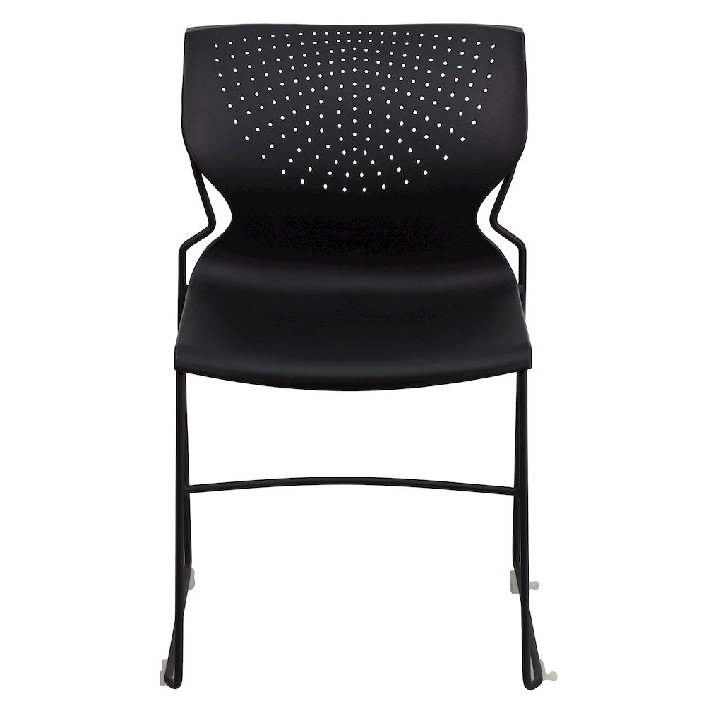 661 lb. Capacity Black Full Back Stack Chair with Black Powder Coated Frame. Picture 10
