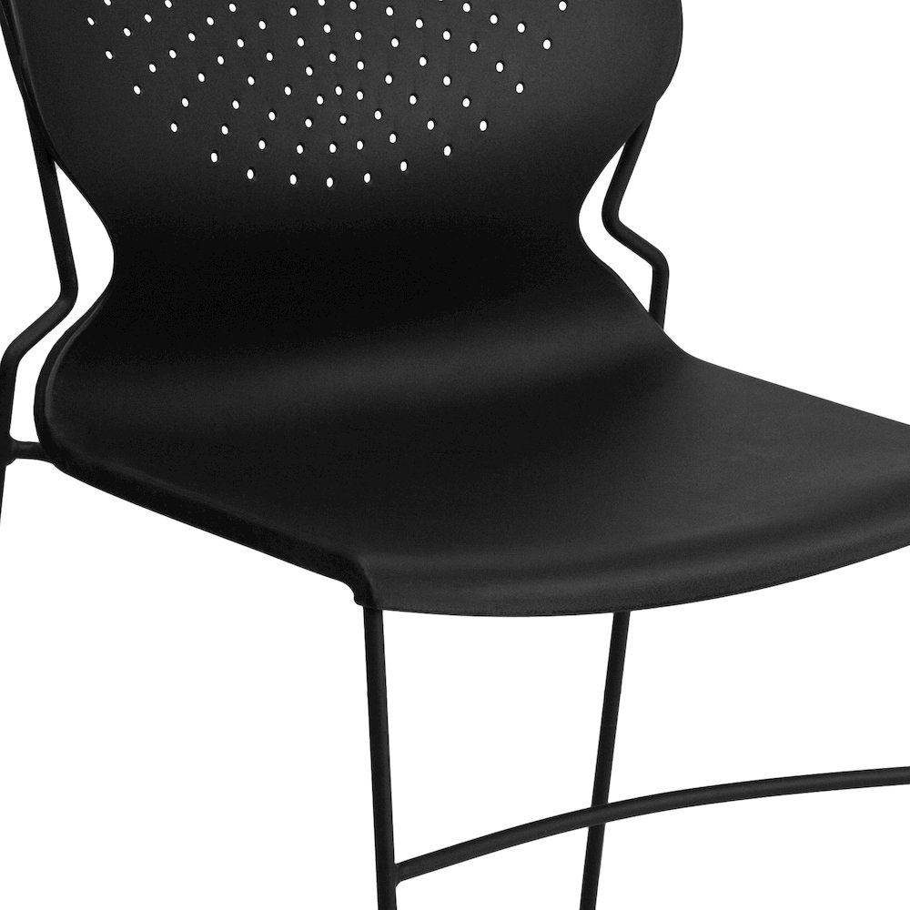 661 lb. Capacity Black Full Back Stack Chair with Black Powder Coated Frame. Picture 11