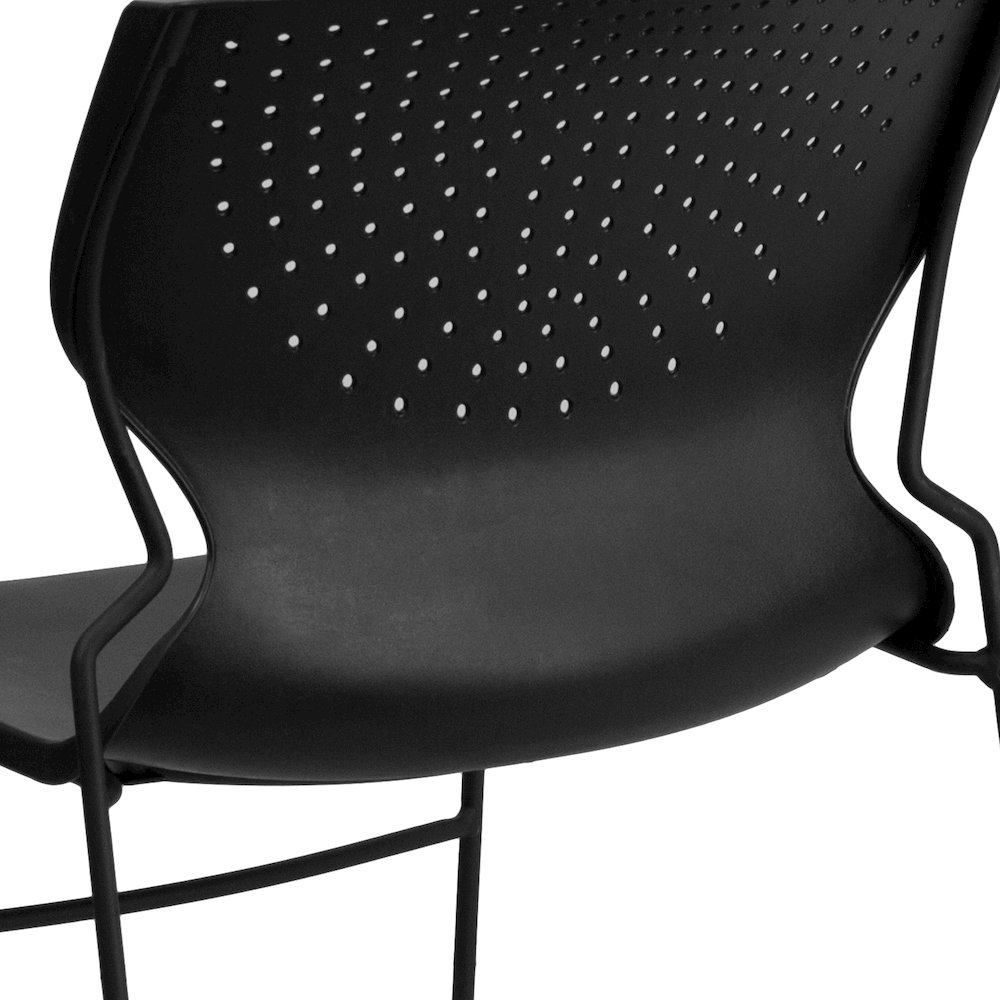 661 lb. Capacity Black Full Back Stack Chair with Black Powder Coated Frame. Picture 8