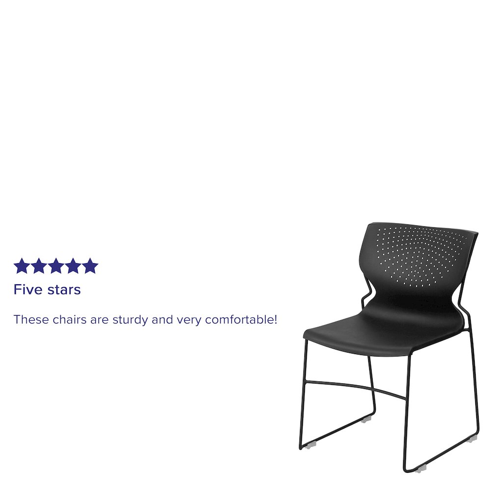 661 lb. Capacity Black Full Back Stack Chair with Black Powder Coated Frame. Picture 4