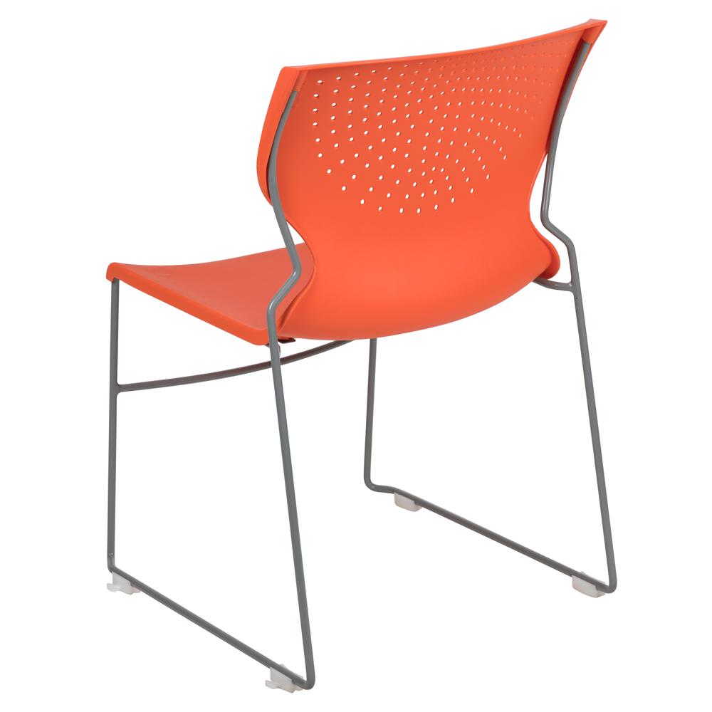 661 lb. Capacity Orange Full Back Stack Chair with Gray Powder Coated Frame. Picture 5