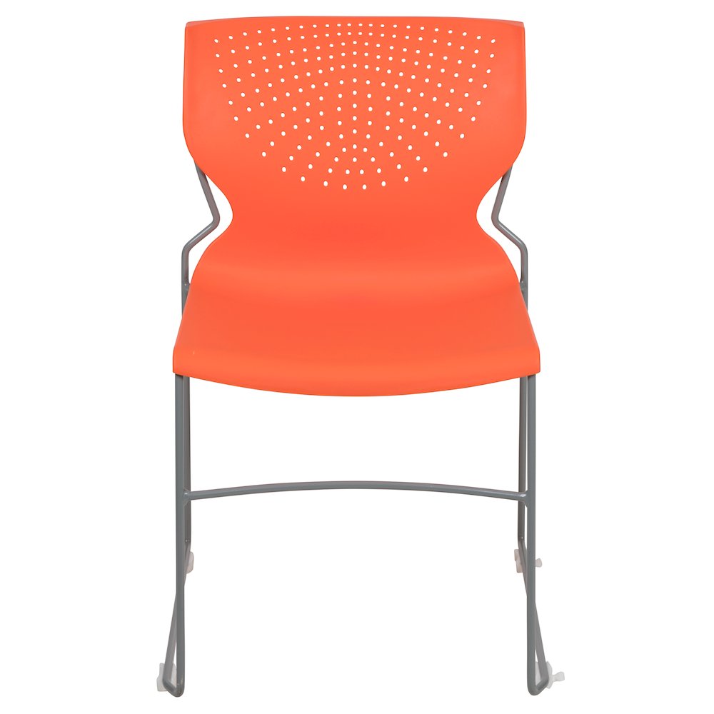 661 lb. Capacity Orange Full Back Stack Chair with Gray Powder Coated Frame. Picture 10