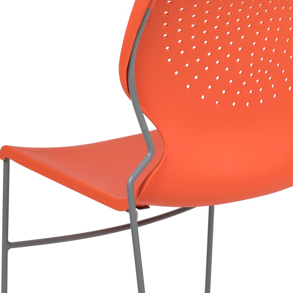 661 lb. Capacity Orange Full Back Stack Chair with Gray Powder Coated Frame. Picture 13