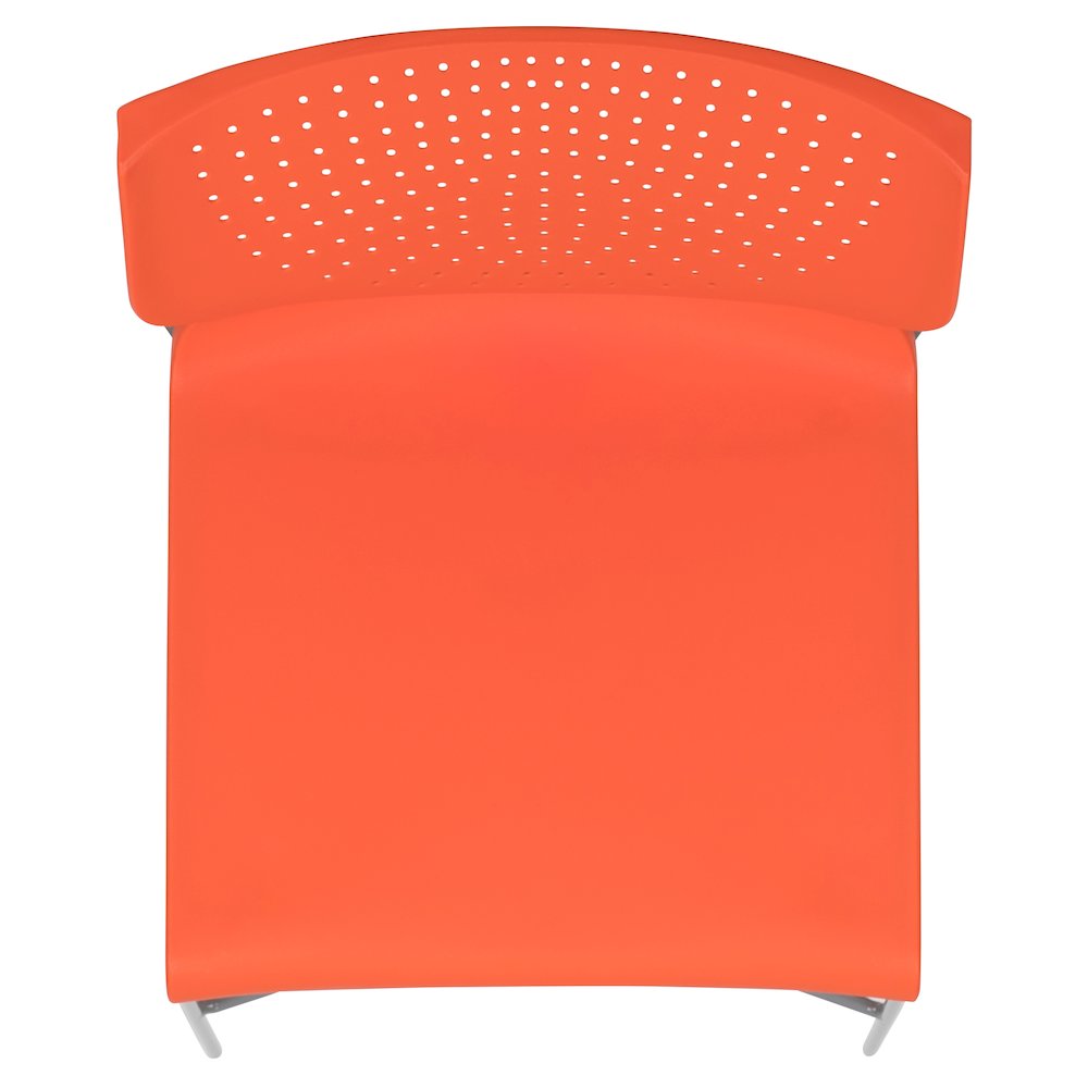 661 lb. Capacity Orange Full Back Stack Chair with Gray Powder Coated Frame. Picture 11