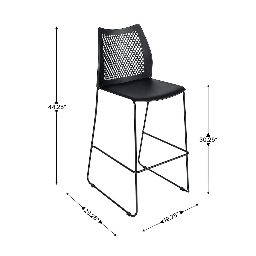HERCULES Stack Bar Stool with Air-Vent Back and Powder Coated Sled Base. Picture 4