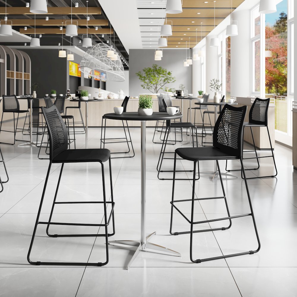 HERCULES Stack Bar Stool with Air-Vent Back and Powder Coated Sled Base. Picture 3