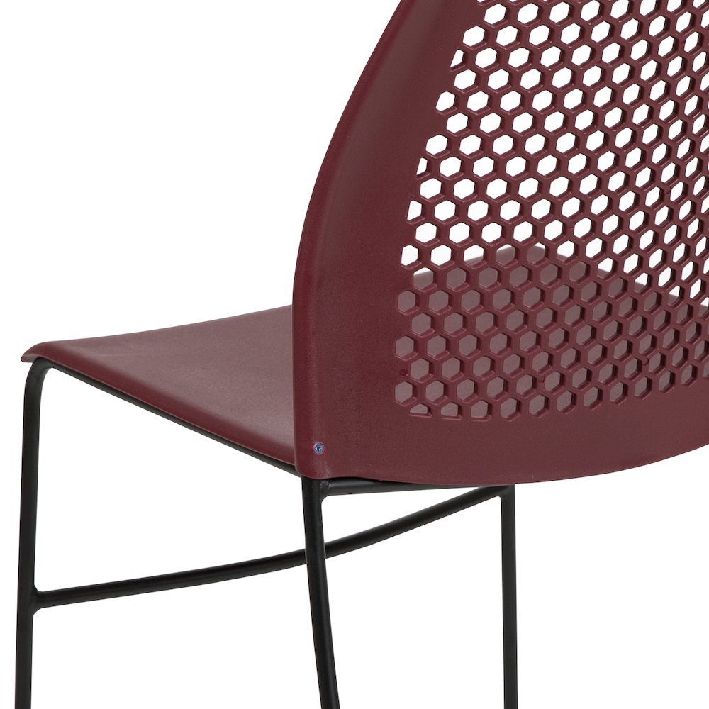 Burgundy Stack Chair with Air-Vent Back and Black Powder Coated Sled Base. Picture 13