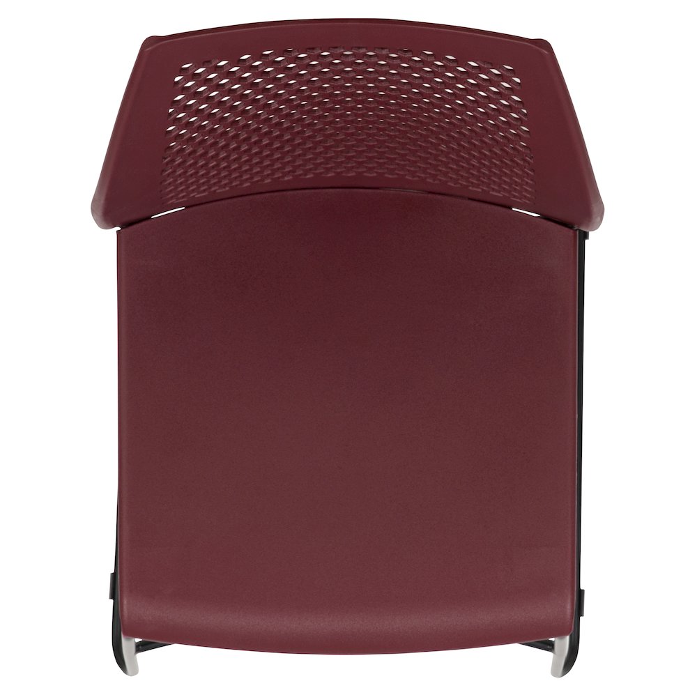 Burgundy Stack Chair with Air-Vent Back and Black Powder Coated Sled Base. Picture 11