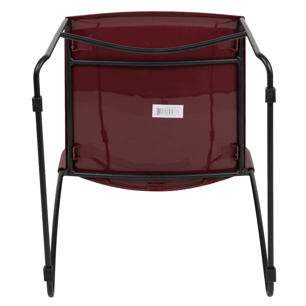 Burgundy Stack Chair with Air-Vent Back and Black Powder Coated Sled Base. Picture 12