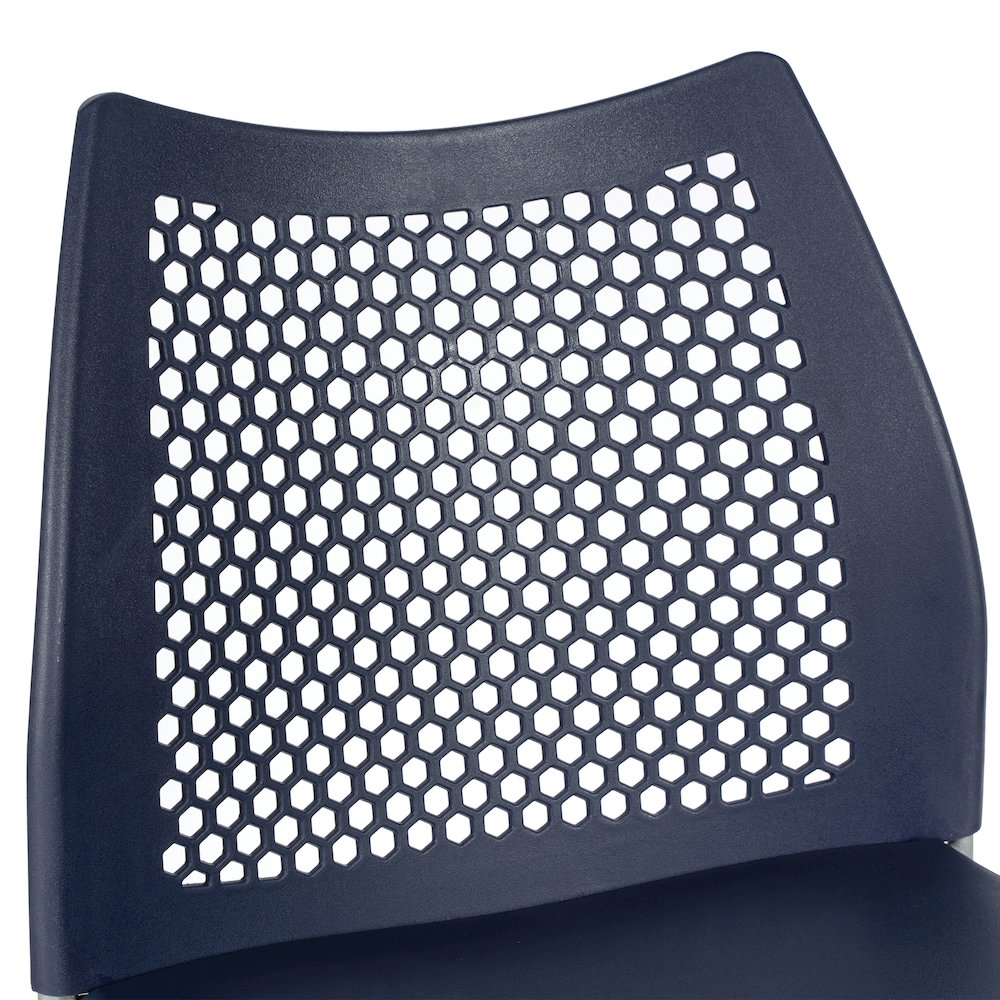 Navy Stack Counter Stool with Air-Vent Back and Gray Powder Coated Sled Base. Picture 10