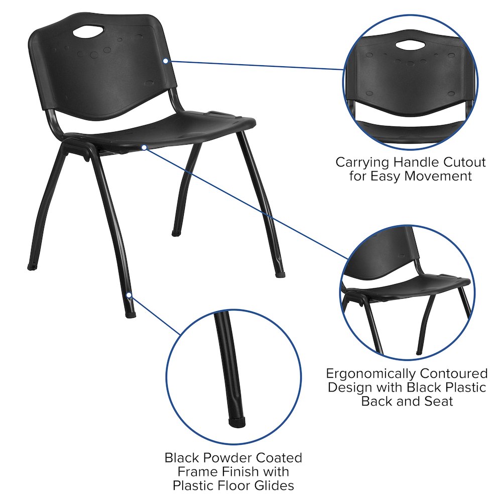 880 lb. Capacity Black Plastic Stack Chair. Picture 8