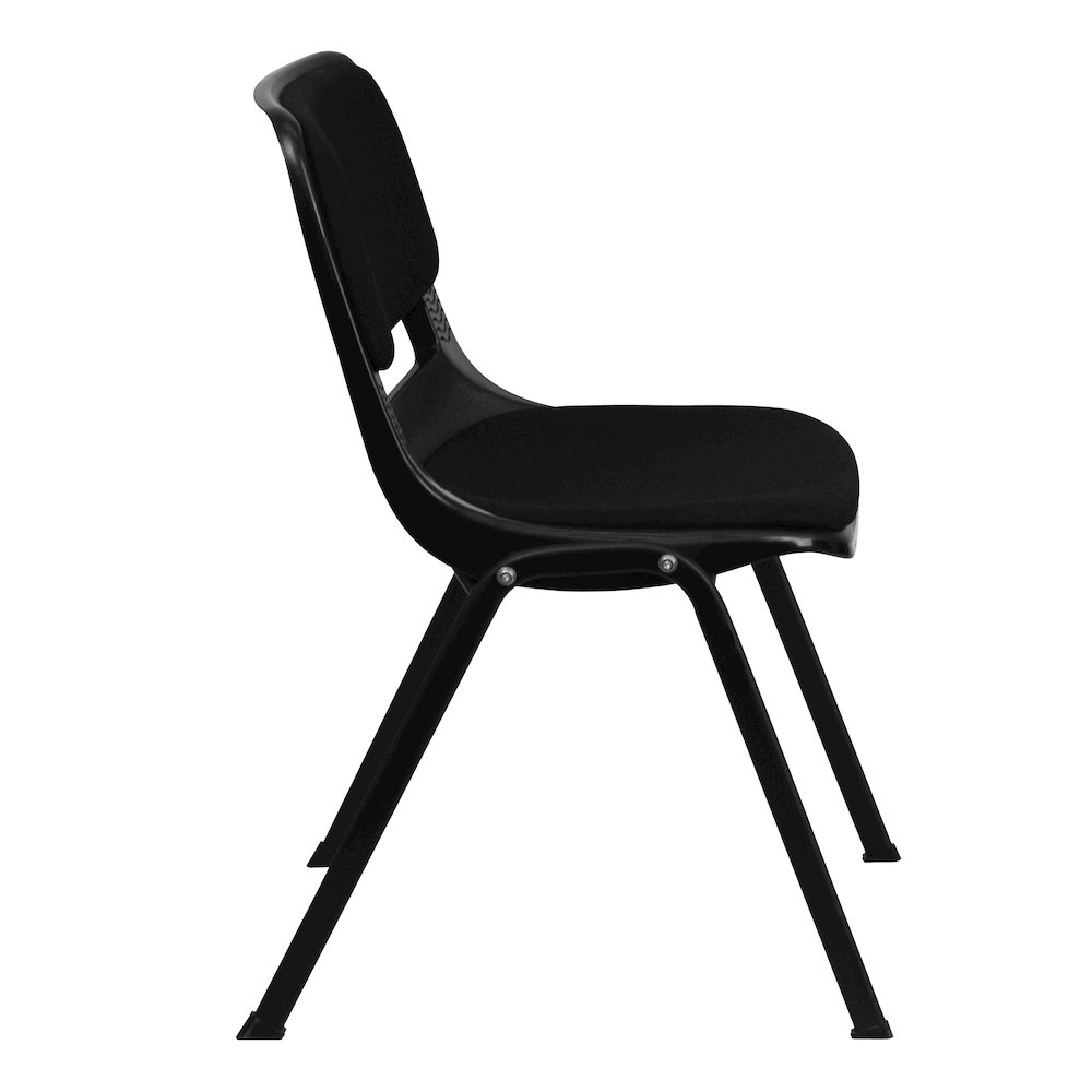 880 lb. Capacity Black Padded Ergonomic Shell Stack Chair with Black Frame. Picture 9