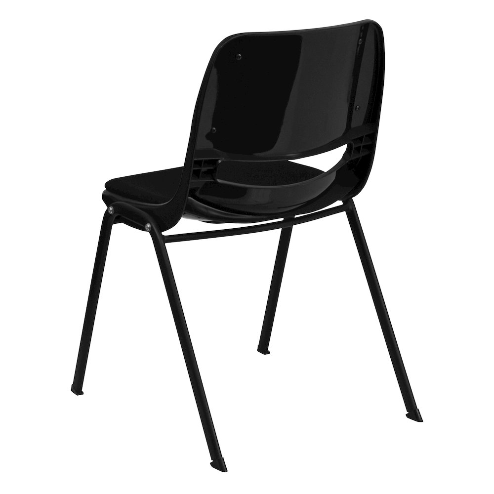 880 lb. Capacity Black Padded Ergonomic Shell Stack Chair with Black Frame. Picture 7