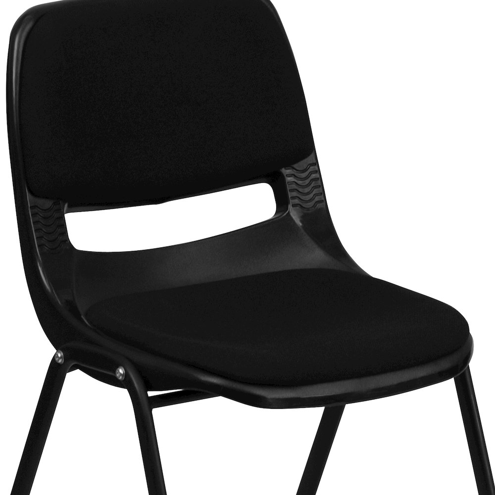 880 lb. Capacity Black Padded Ergonomic Shell Stack Chair with Black Frame. Picture 8