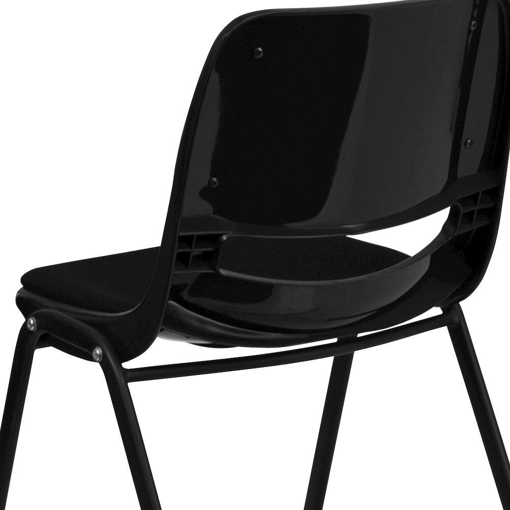 880 lb. Capacity Black Padded Ergonomic Shell Stack Chair with Black Frame. Picture 11