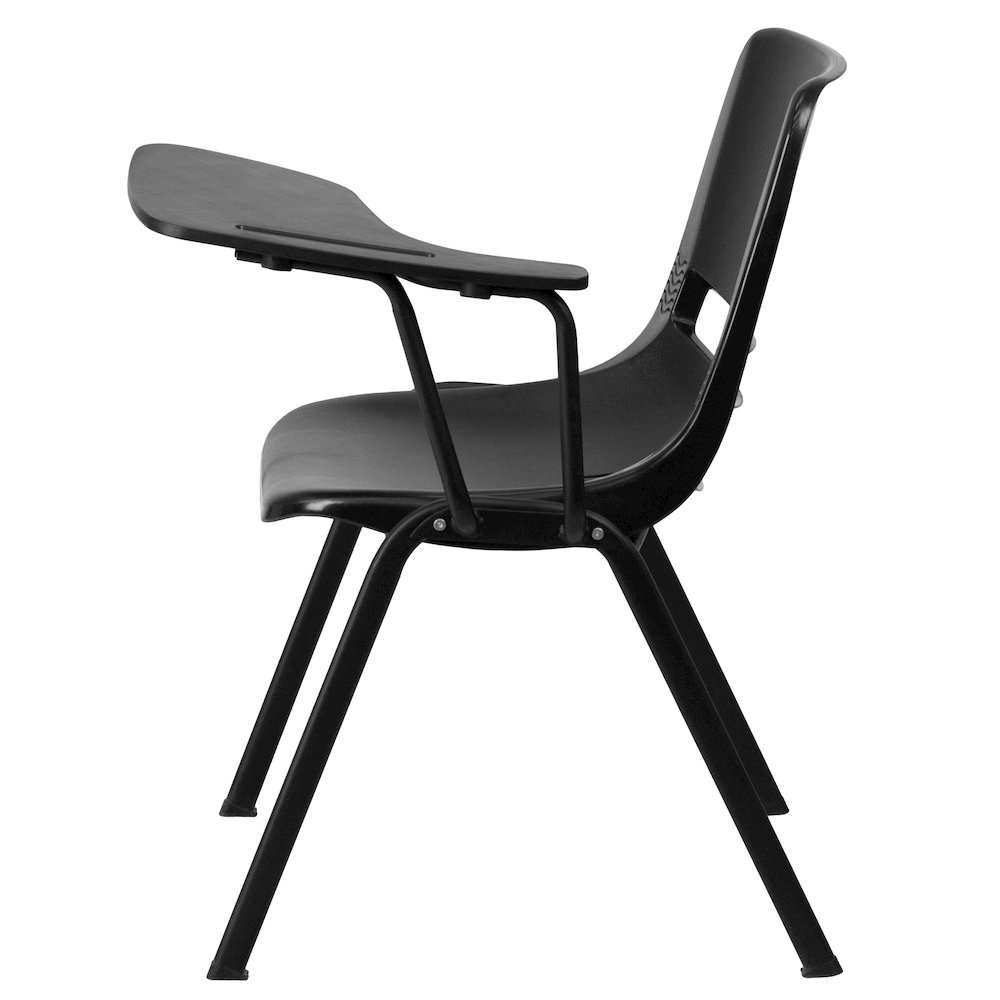 Black Ergonomic Shell Chair with Left Handed Flip-Up Tablet Arm. Picture 5