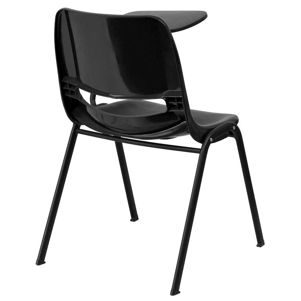 Black Ergonomic Shell Chair with Left Handed Flip-Up Tablet Arm. Picture 4