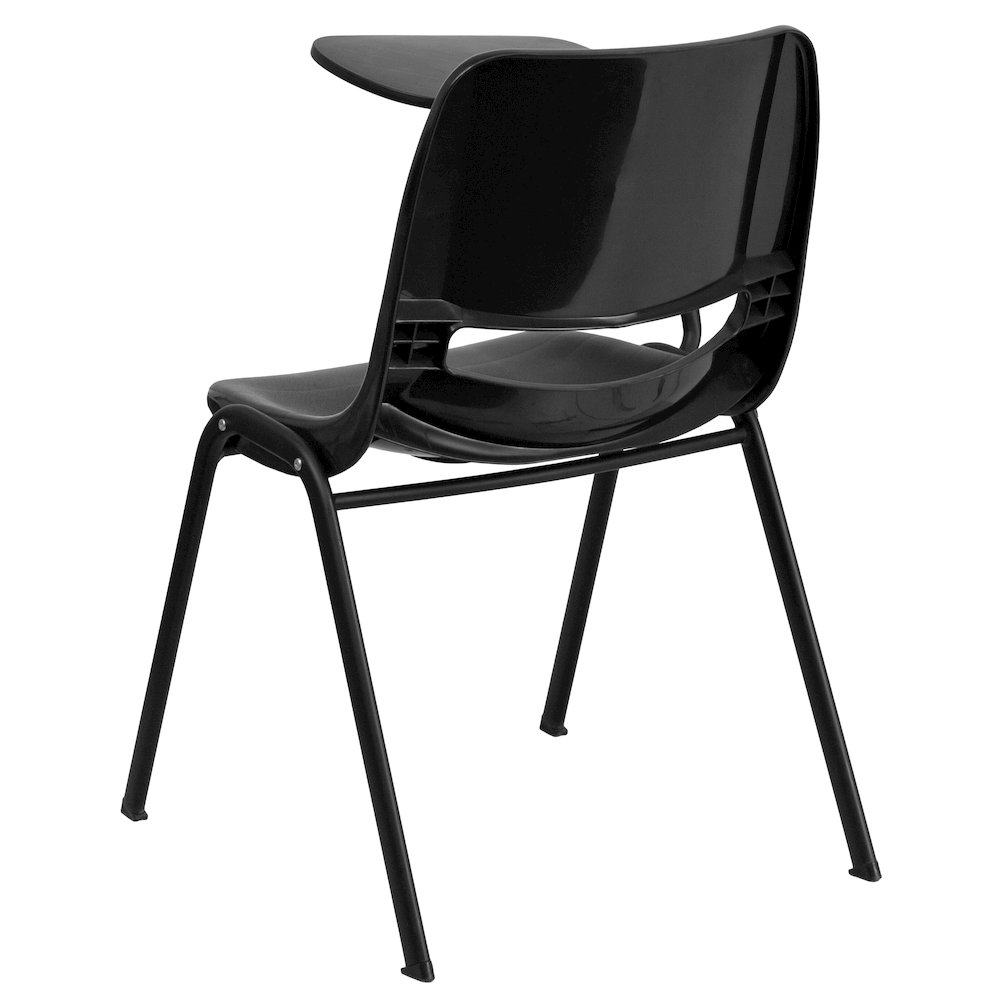Black Ergonomic Shell Chair with Right Handed Flip-Up Tablet Arm. Picture 6