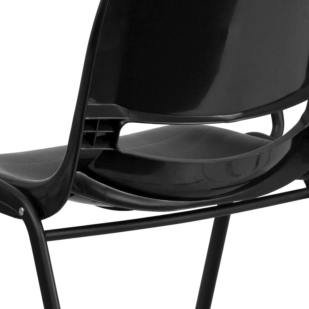 Black Ergonomic Shell Chair with Right Handed Flip-Up Tablet Arm. Picture 7