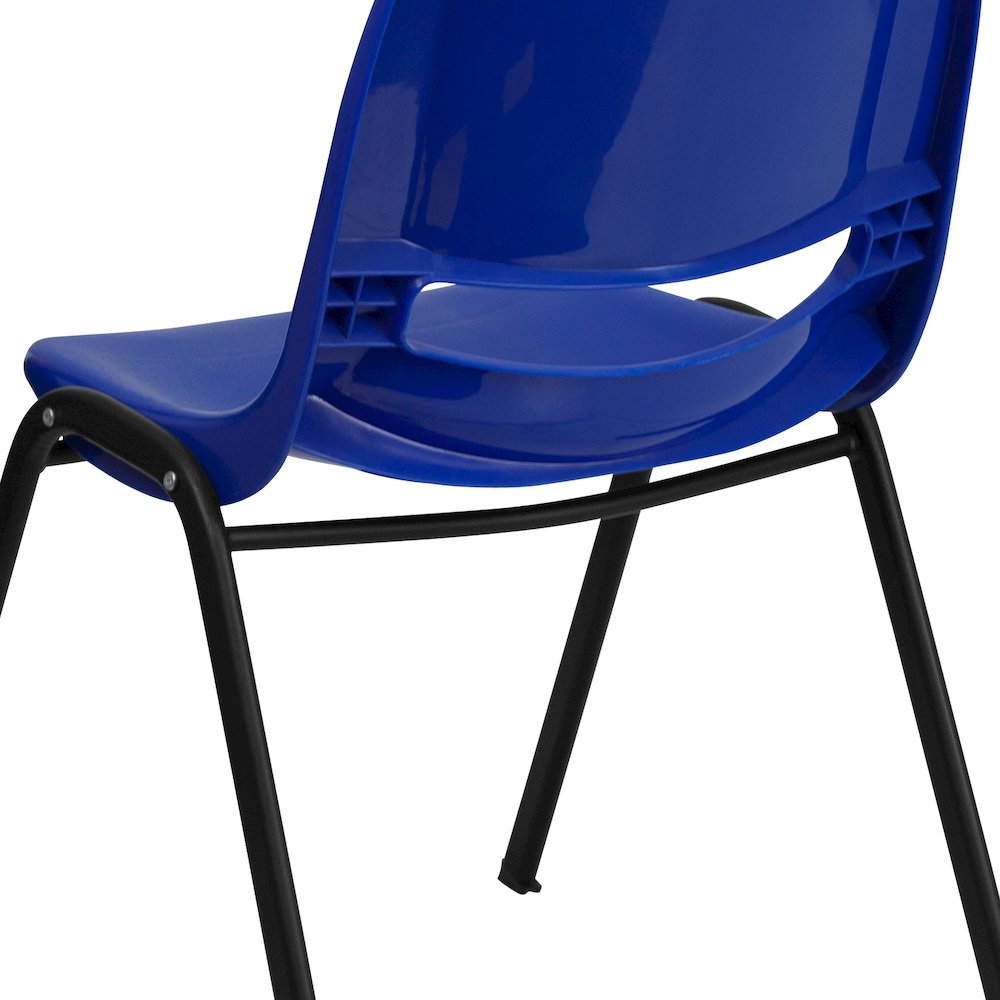 880 lb. Capacity Blue Ergonomic Shell Stack Chair with Black Frame. Picture 7