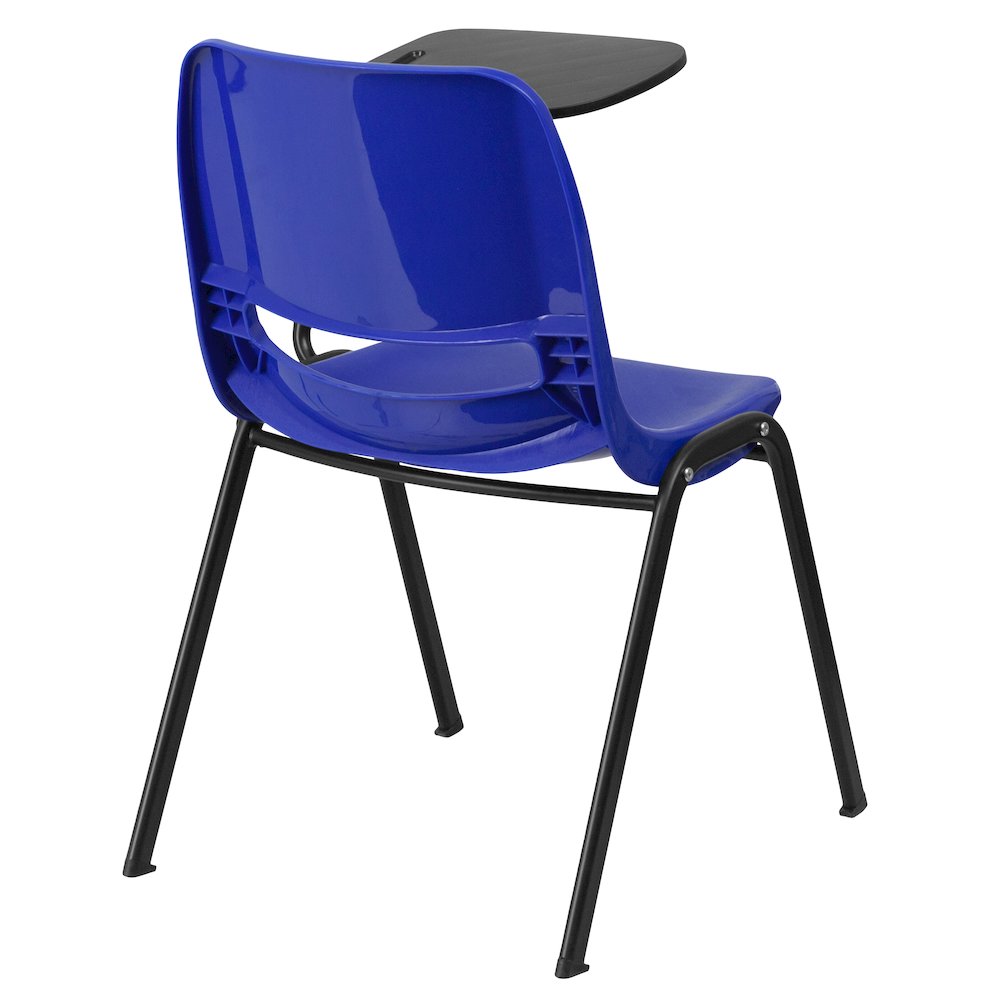 Blue Ergonomic Shell Chair with Left Handed Flip-Up Tablet Arm. Picture 4