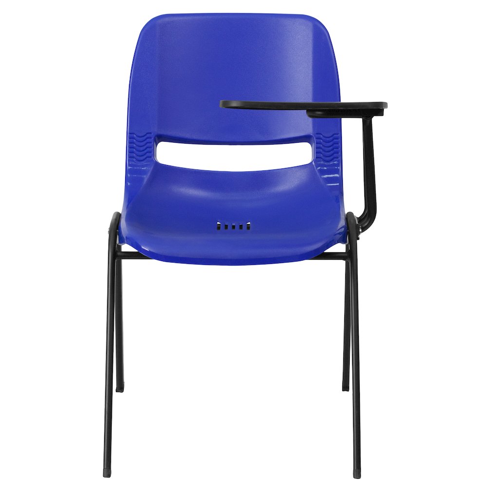 Blue Ergonomic Shell Chair with Left Handed Flip-Up Tablet Arm. Picture 6