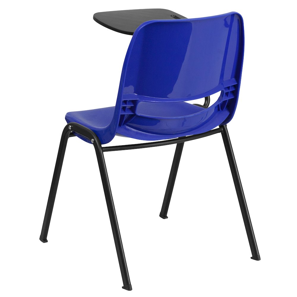 Blue Ergonomic Shell Chair with Right Handed Flip-Up Tablet Arm. Picture 4