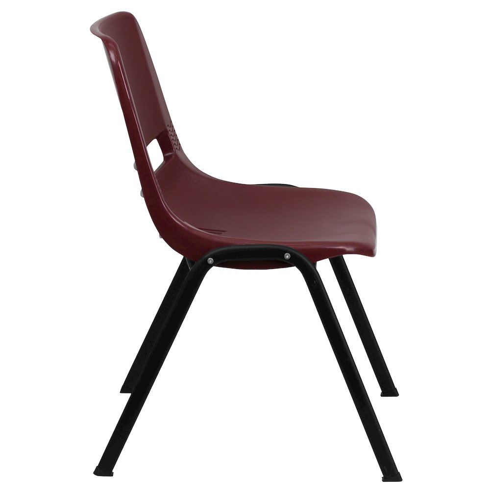 880 lb. Capacity Burgundy Ergonomic Shell Stack Chair with Black Frame. Picture 9
