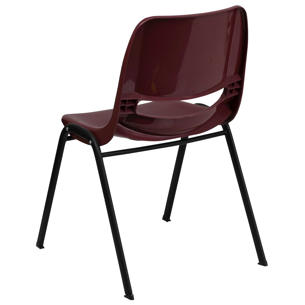 880 lb. Capacity Burgundy Ergonomic Shell Stack Chair with Black Frame. Picture 7