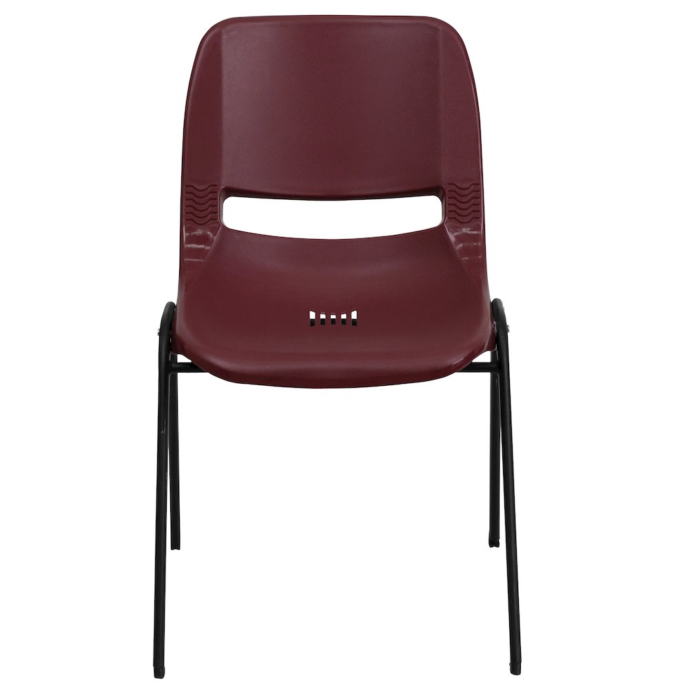 880 lb. Capacity Burgundy Ergonomic Shell Stack Chair with Black Frame. Picture 10
