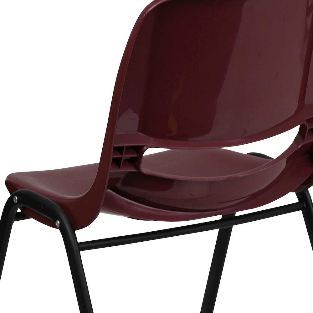 880 lb. Capacity Burgundy Ergonomic Shell Stack Chair with Black Frame. Picture 11