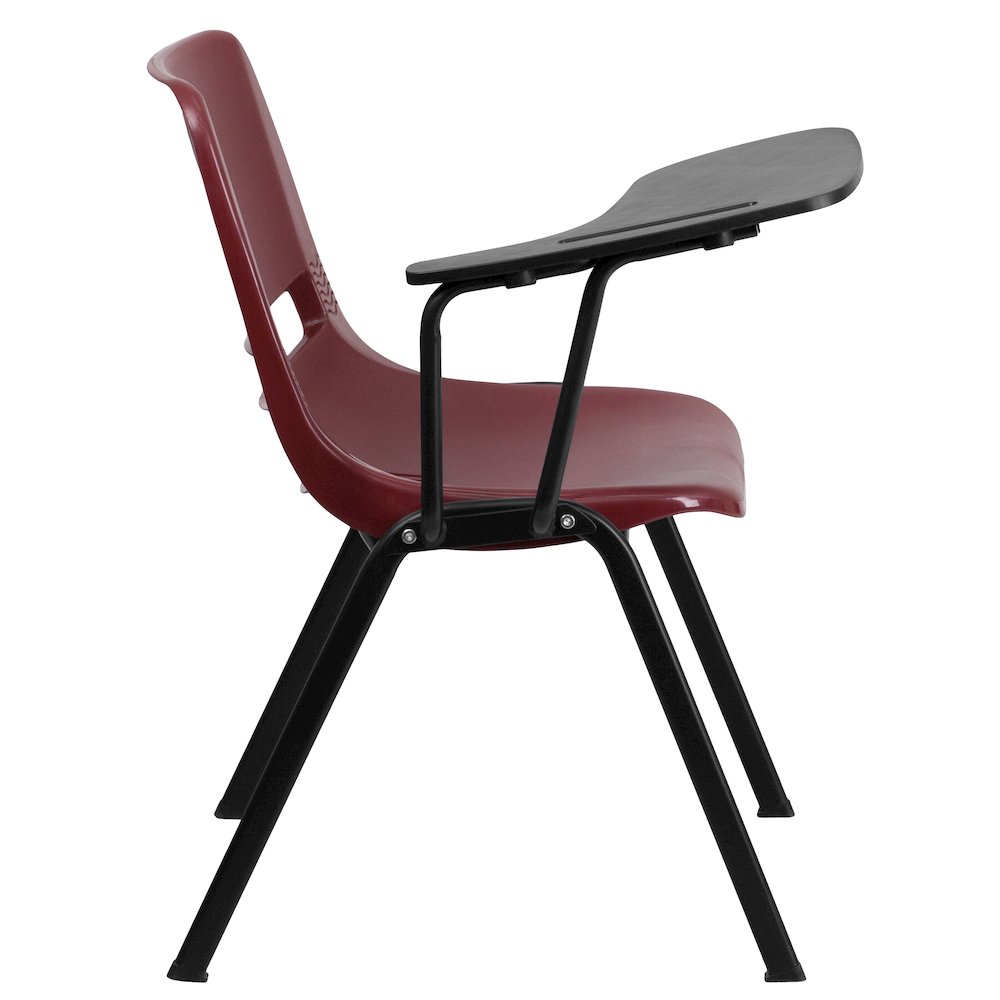 Burgundy Ergonomic Shell Chair with Left Handed Flip-Up Tablet Arm. Picture 5