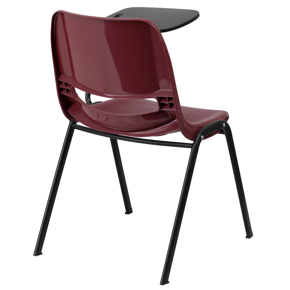 Burgundy Ergonomic Shell Chair with Left Handed Flip-Up Tablet Arm. Picture 4