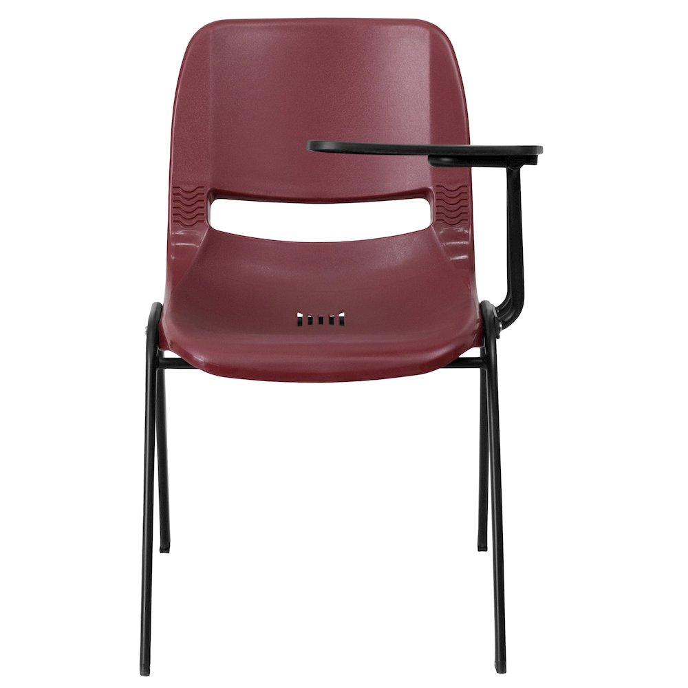 Burgundy Ergonomic Shell Chair with Left Handed Flip-Up Tablet Arm. Picture 6