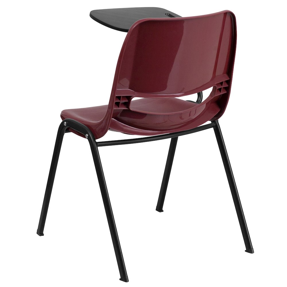Burgundy Ergonomic Shell Chair with Right Handed Flip-Up Tablet Arm. Picture 7