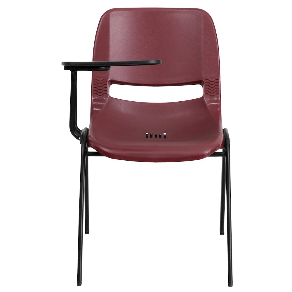 Burgundy Ergonomic Shell Chair with Right Handed Flip-Up Tablet Arm. Picture 10