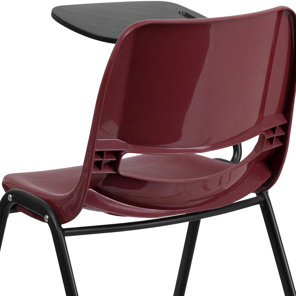 Burgundy Ergonomic Shell Chair with Right Handed Flip-Up Tablet Arm. Picture 11