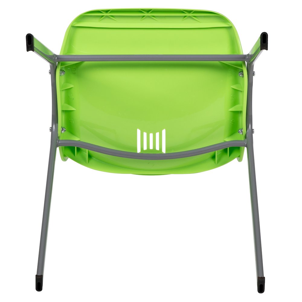 HERCULES Series 880 lb. Capacity Green Ergonomic Shell Stack Chair with Gray Frame. Picture 10
