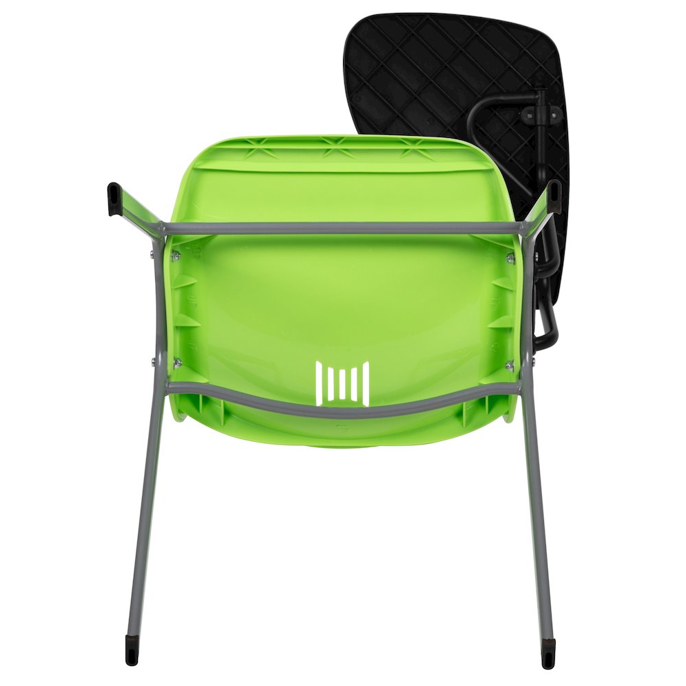Green Ergonomic Shell Chair with Left Handed Flip-Up Tablet Arm. Picture 10