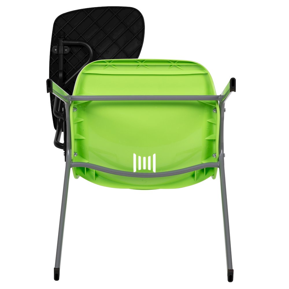 Green Ergonomic Shell Chair with Right Handed Flip-Up Tablet Arm. Picture 10