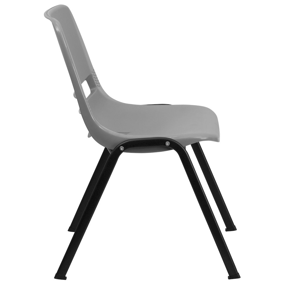 880 lb. Capacity Gray Ergonomic Shell Stack Chair with Black Frame. Picture 9