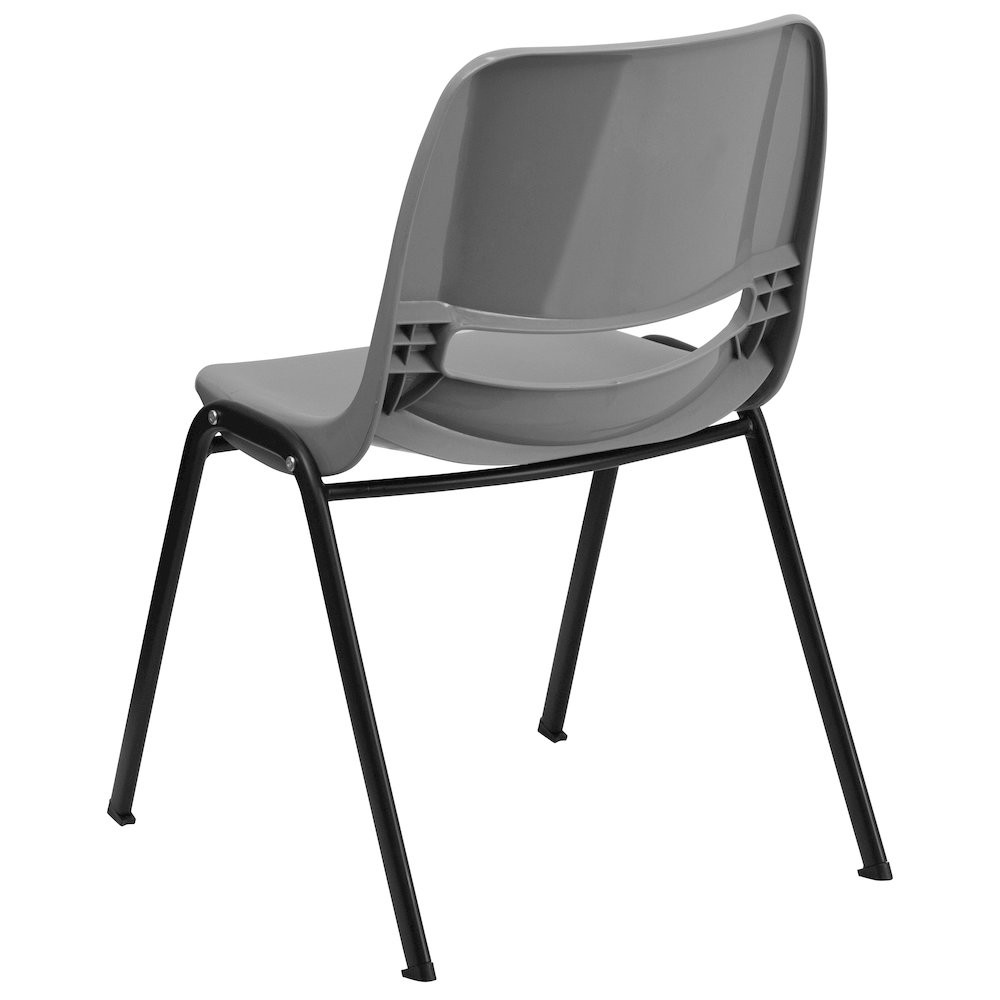 880 lb. Capacity Gray Ergonomic Shell Stack Chair with Black Frame. Picture 7