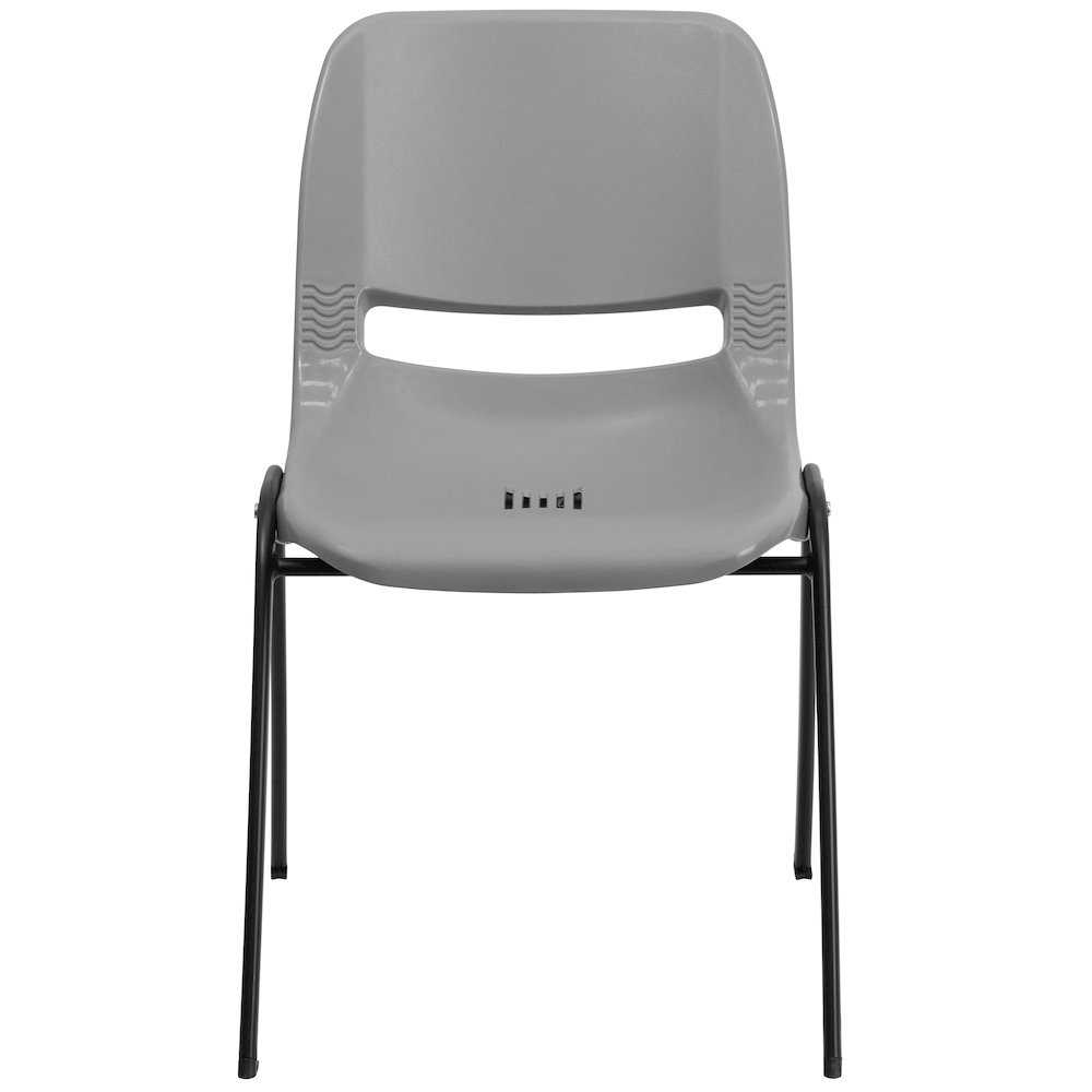 880 lb. Capacity Gray Ergonomic Shell Stack Chair with Black Frame. Picture 10