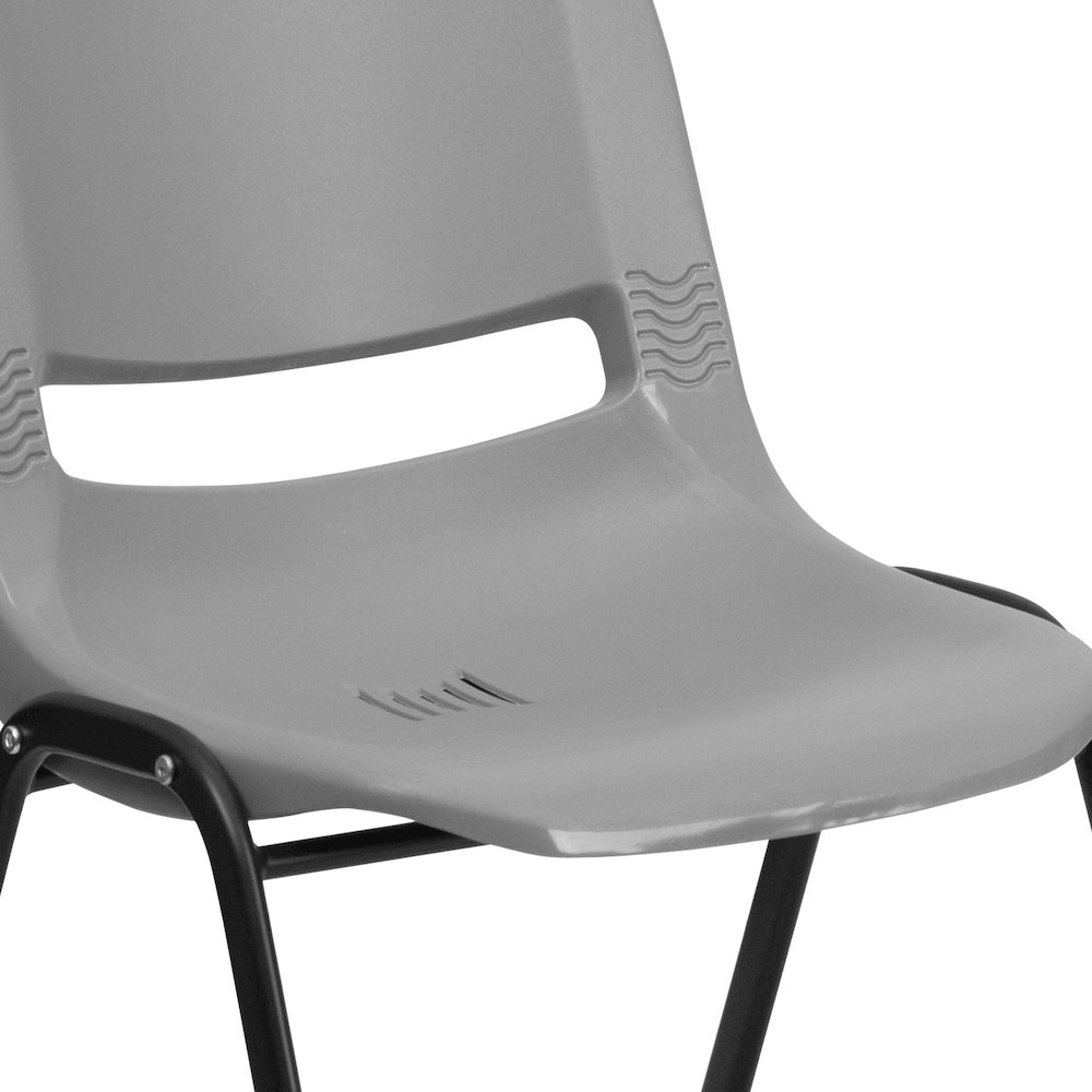 880 lb. Capacity Gray Ergonomic Shell Stack Chair with Black Frame. Picture 11