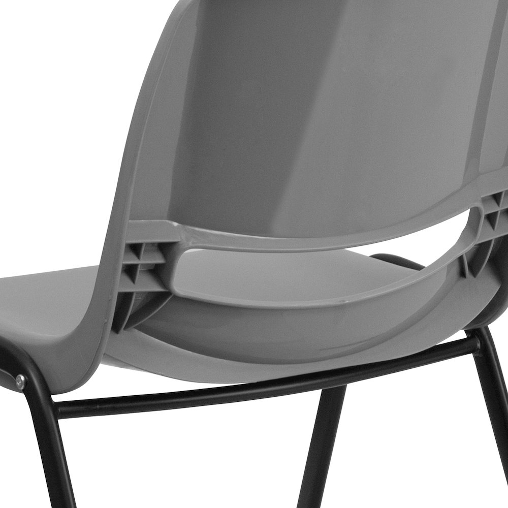 880 lb. Capacity Gray Ergonomic Shell Stack Chair with Black Frame. Picture 8