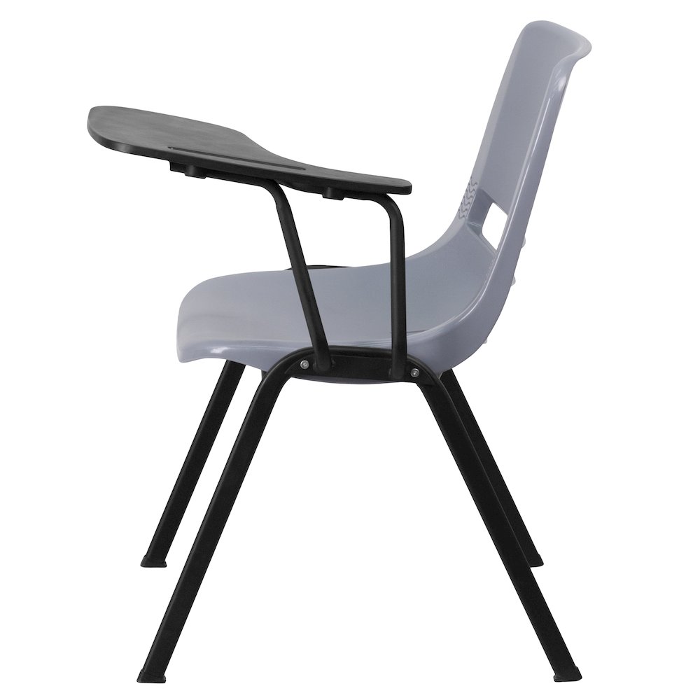 Gray Ergonomic Shell Chair with Left Handed Flip-Up Tablet Arm. Picture 5