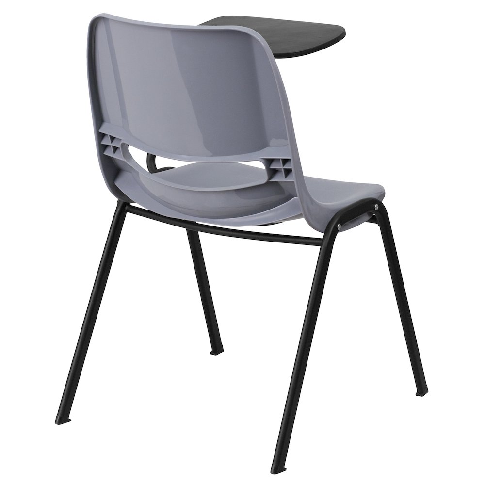 Gray Ergonomic Shell Chair with Left Handed Flip-Up Tablet Arm. Picture 4