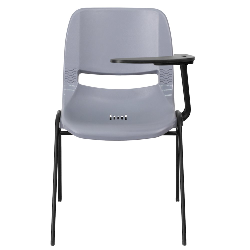 Gray Ergonomic Shell Chair with Left Handed Flip-Up Tablet Arm. Picture 6